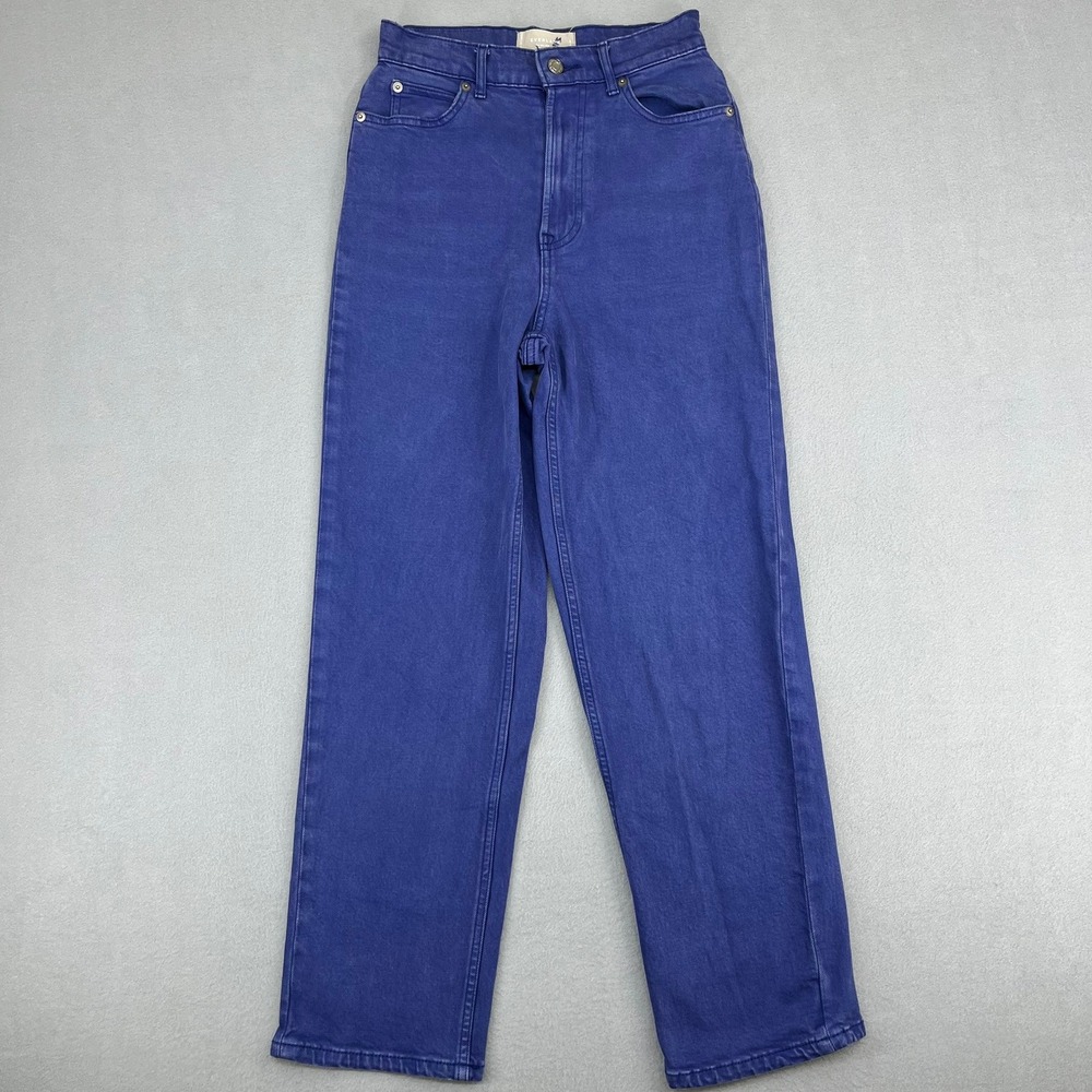 Everlane Way-High Jean Cobalt Blue Straight Leg High Rise Organic Cotton Size 25